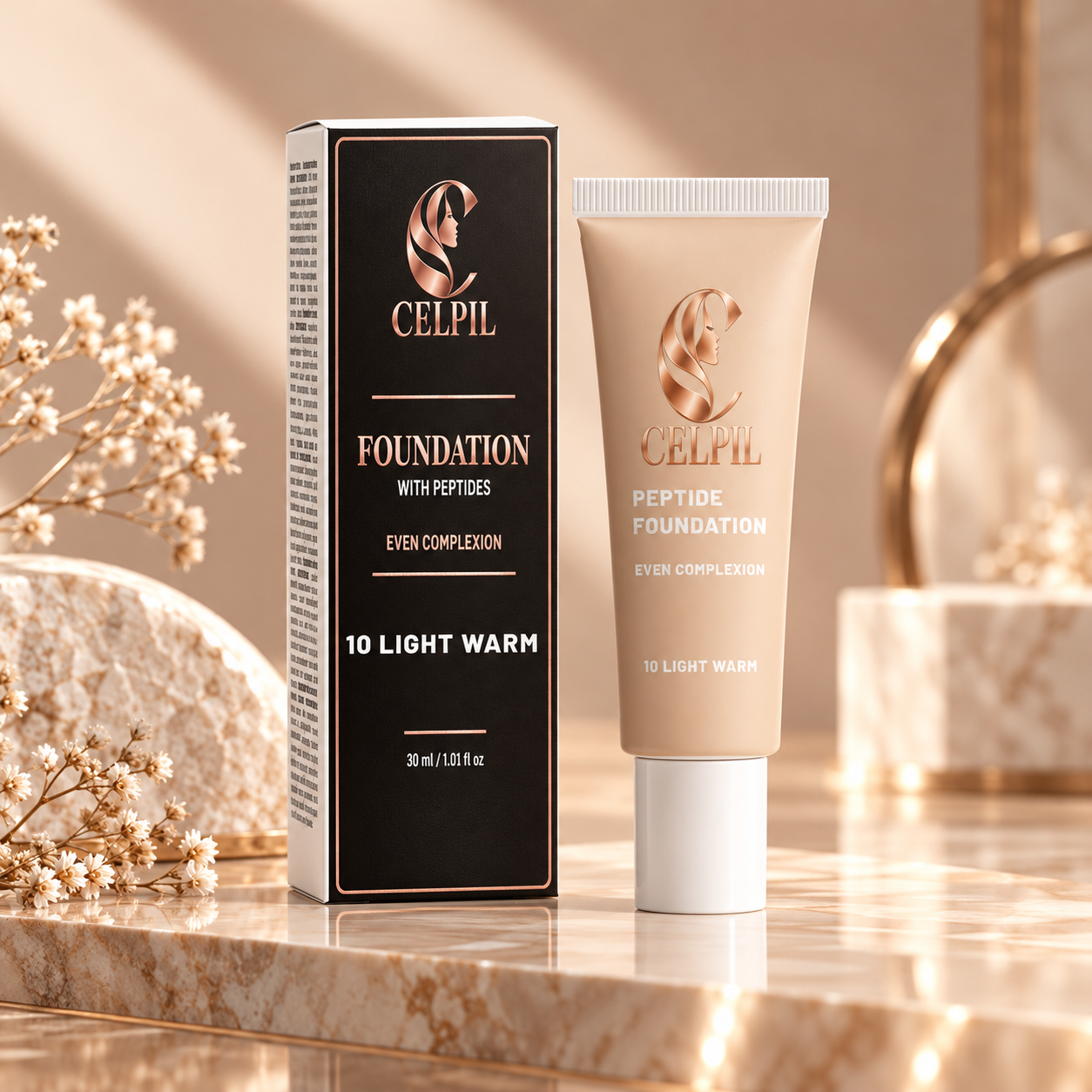 Foundation with Peptides, 10 Light Warm - Image 2