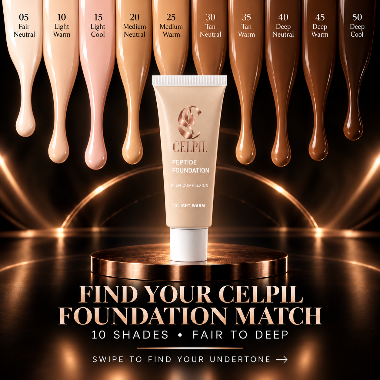Foundation with Peptides, 10 Light Warm - Image 10