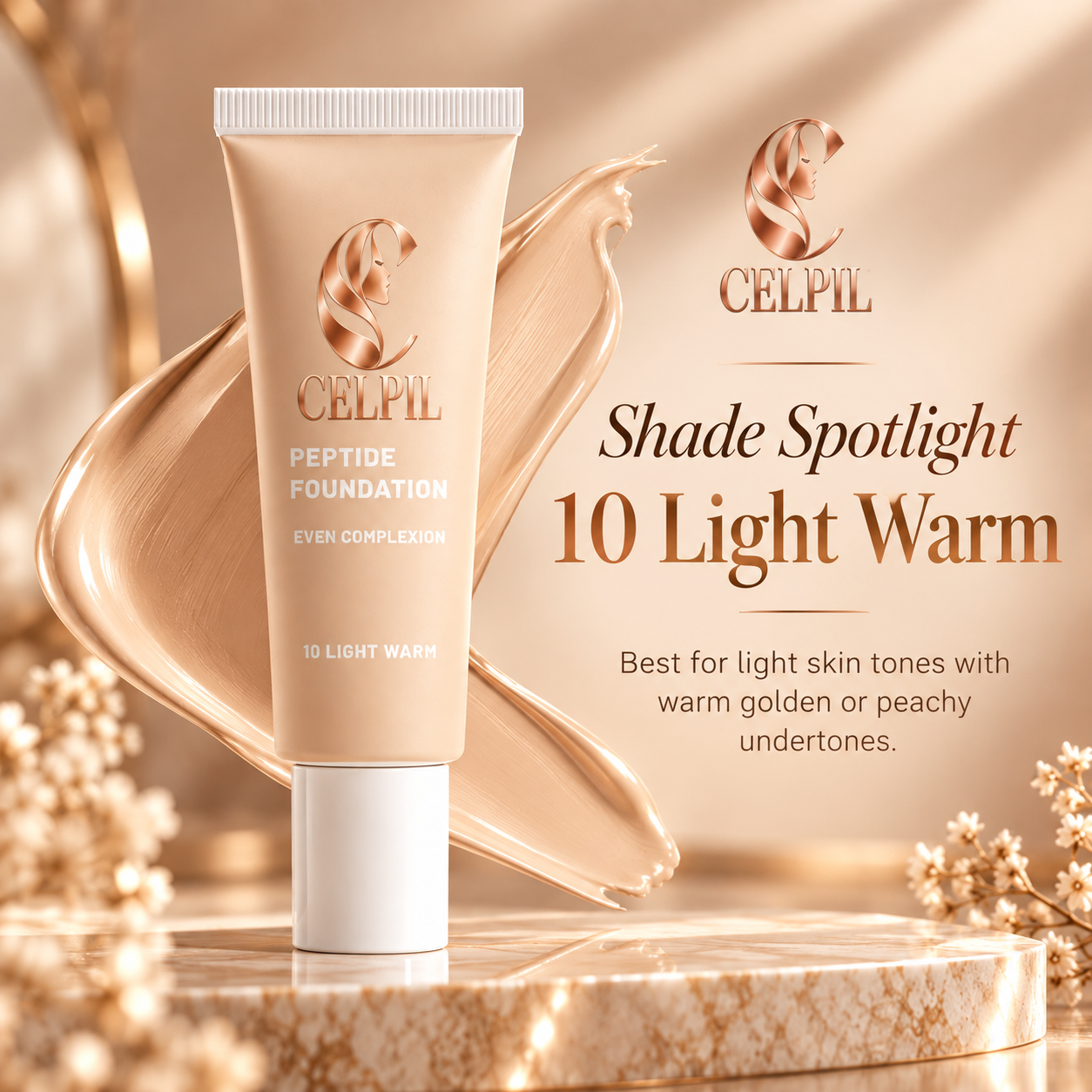 Foundation with Peptides, 10 Light Warm - Image 6