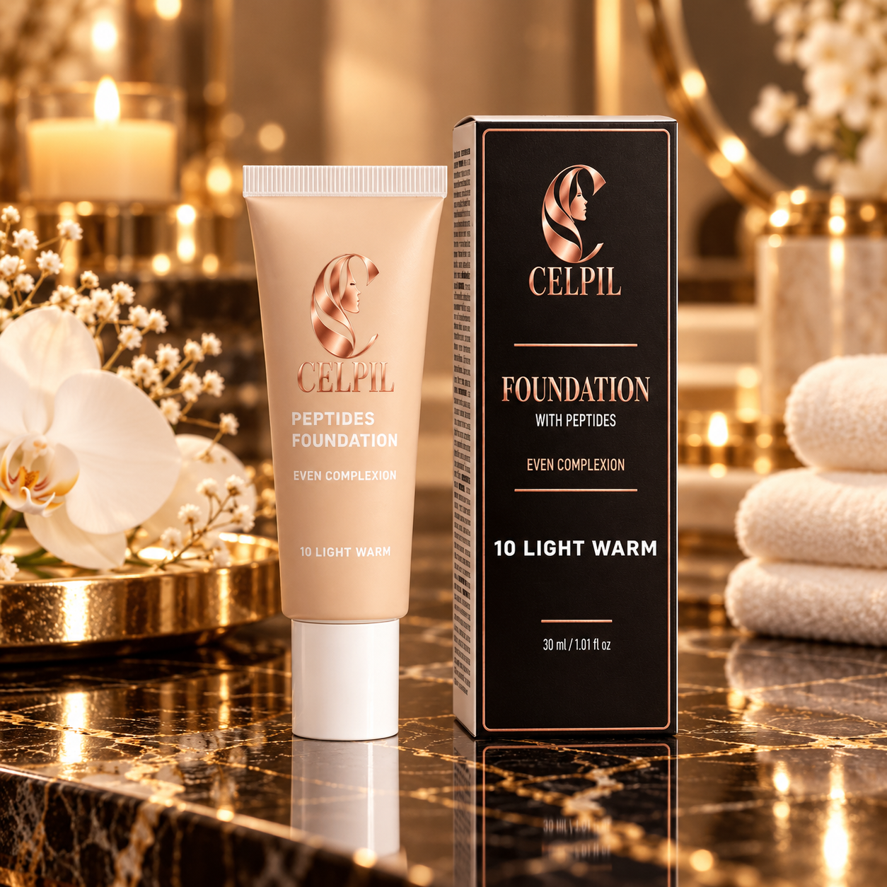 Foundation with Peptides, 10 Light Warm
