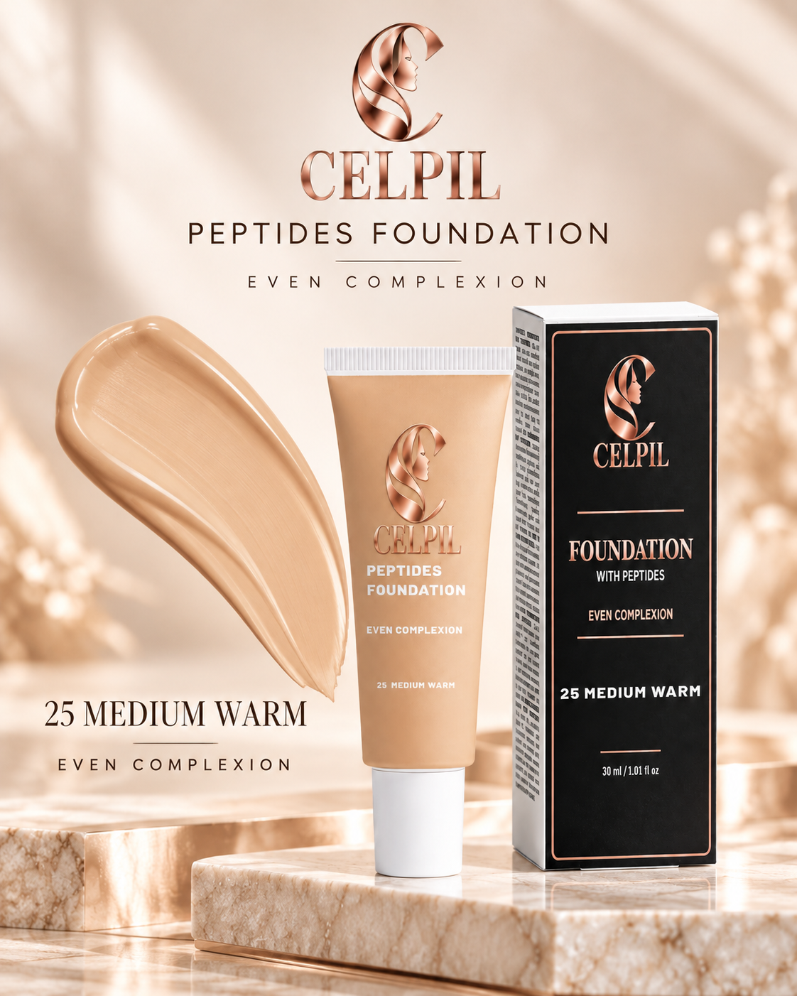 Foundation with Peptides, 25 Medium Warm - Image 6