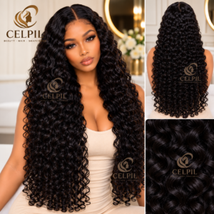 CELPIL Burmese Curly Human Hair HD Lace Wig