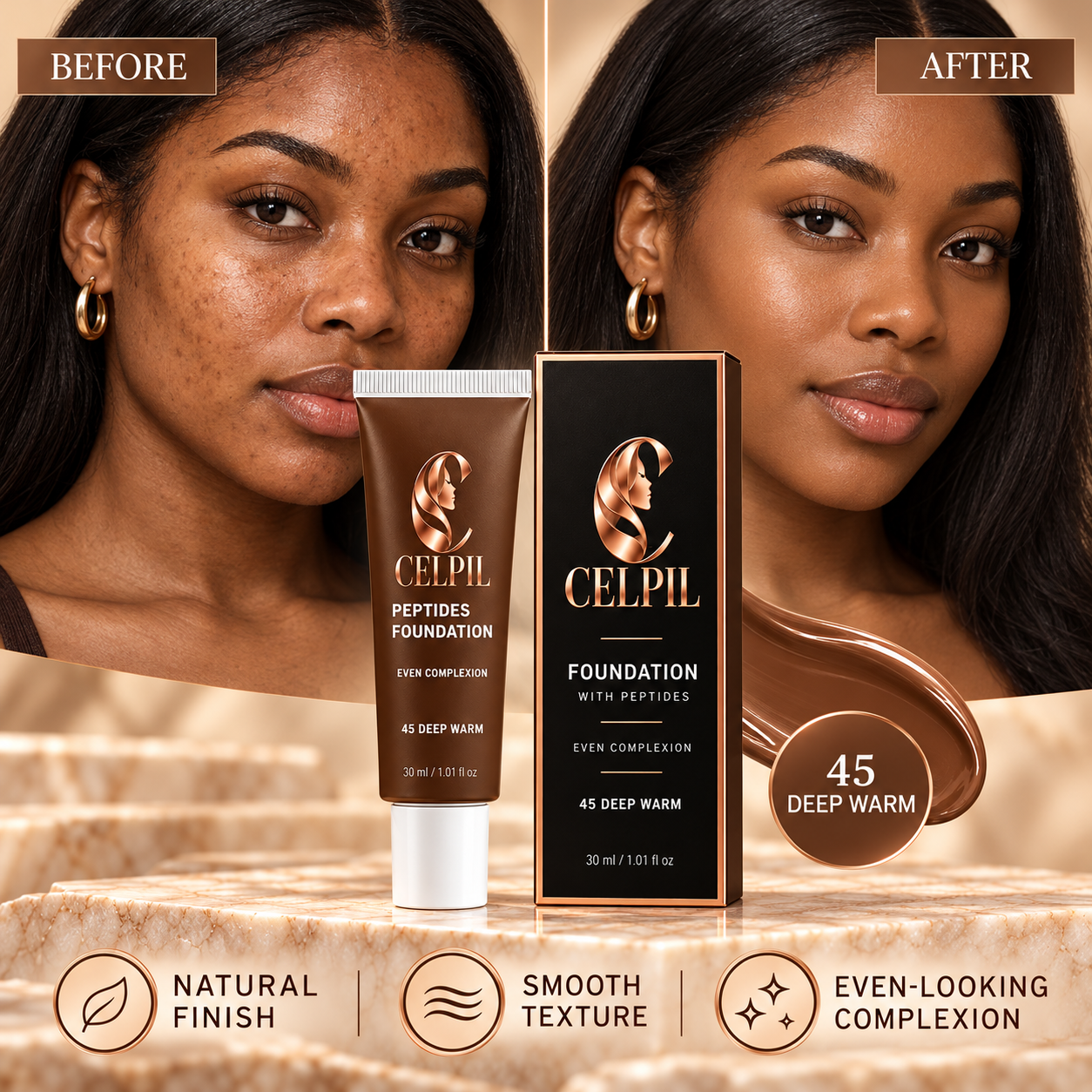 Foundation with Peptides, 45 Deep Warm - Image 3