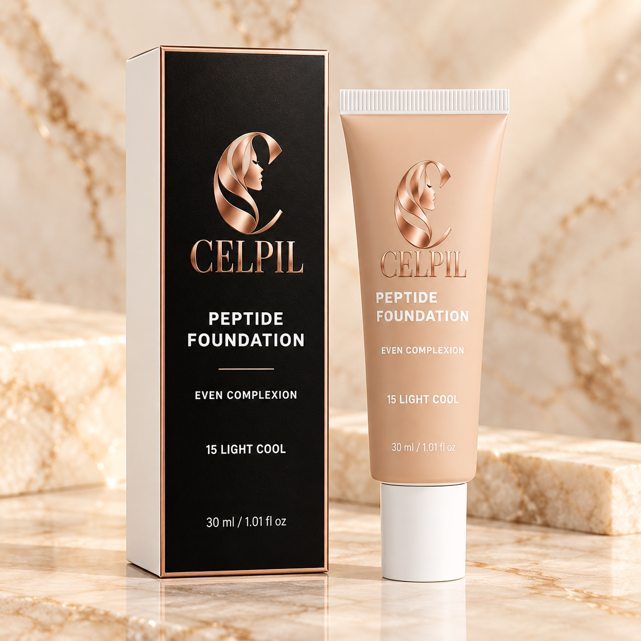 Foundation with Peptides, 15 Light Cool - Image 2