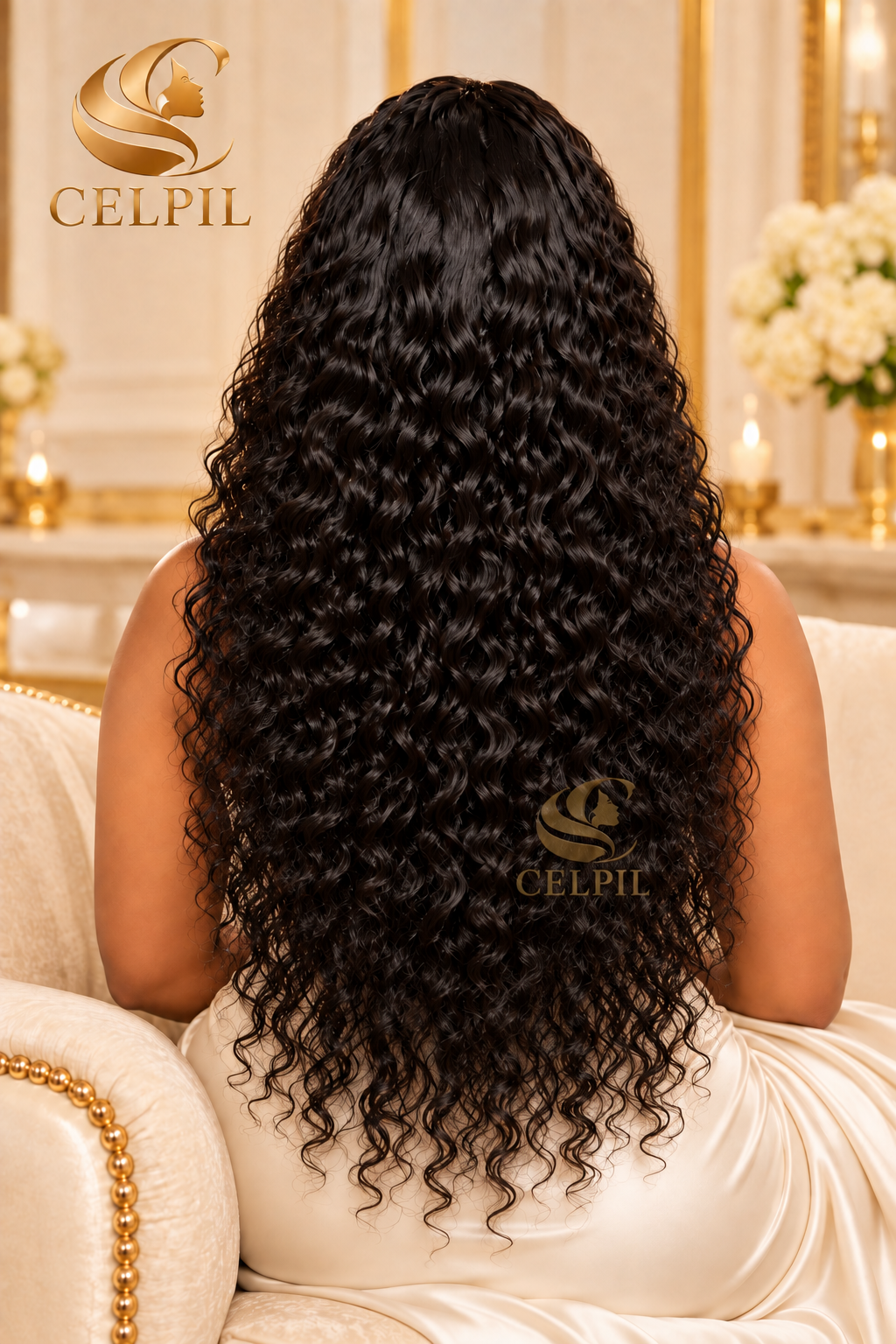 CELPIL Water Wave Lace Wig – 100% Virgin Human Hair – 200% Density - Image 2