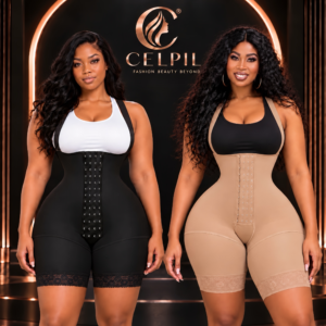 CELPIL Open-Bust Full Body Faja Shaper with Front Hooks & Lace Shorts
